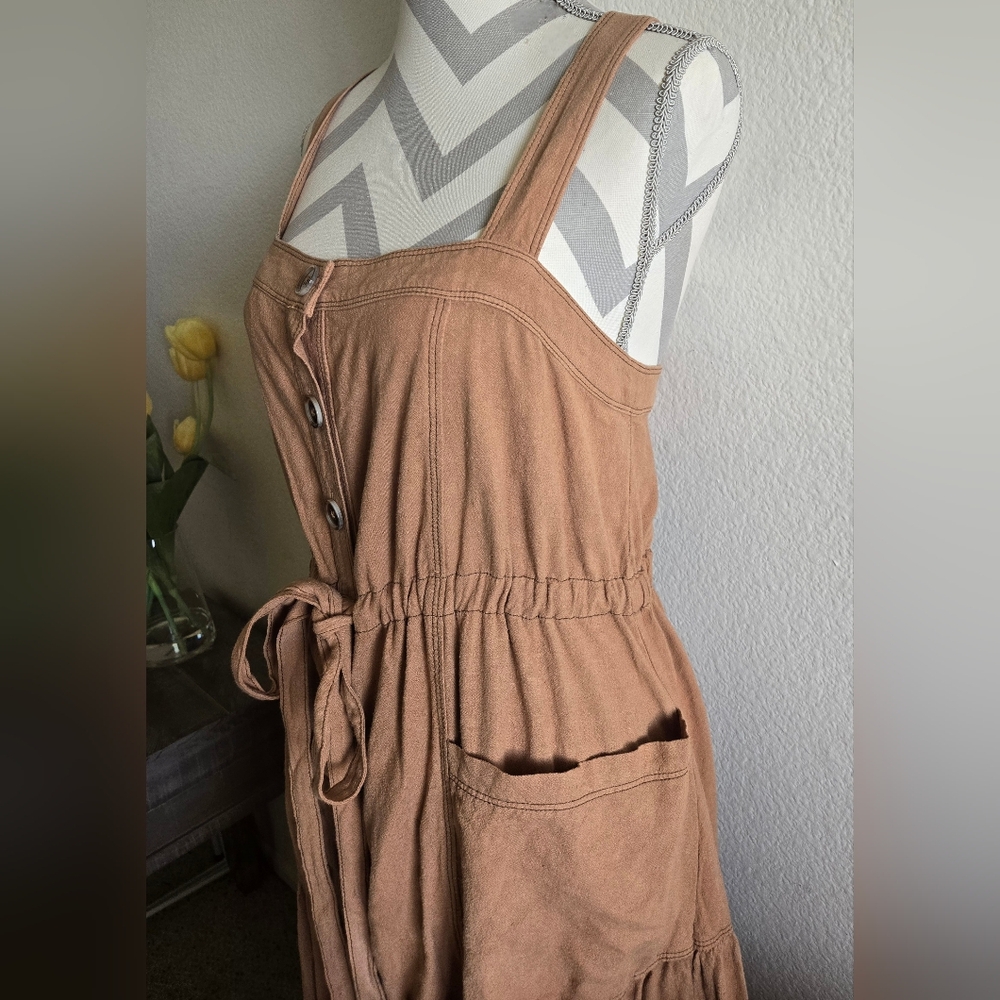 Free People Catch the Breeze Dress in Amber Waves Linen Blend Medium - Picture 5 of 15